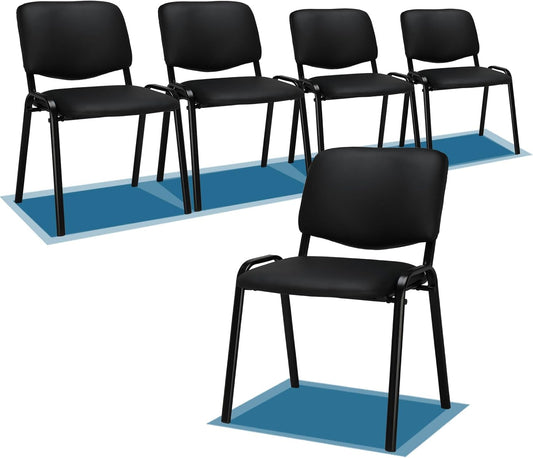 Premium PU Waiting Room Chairs - 5-Pack Stacking Solution for Office and Dining Spaces