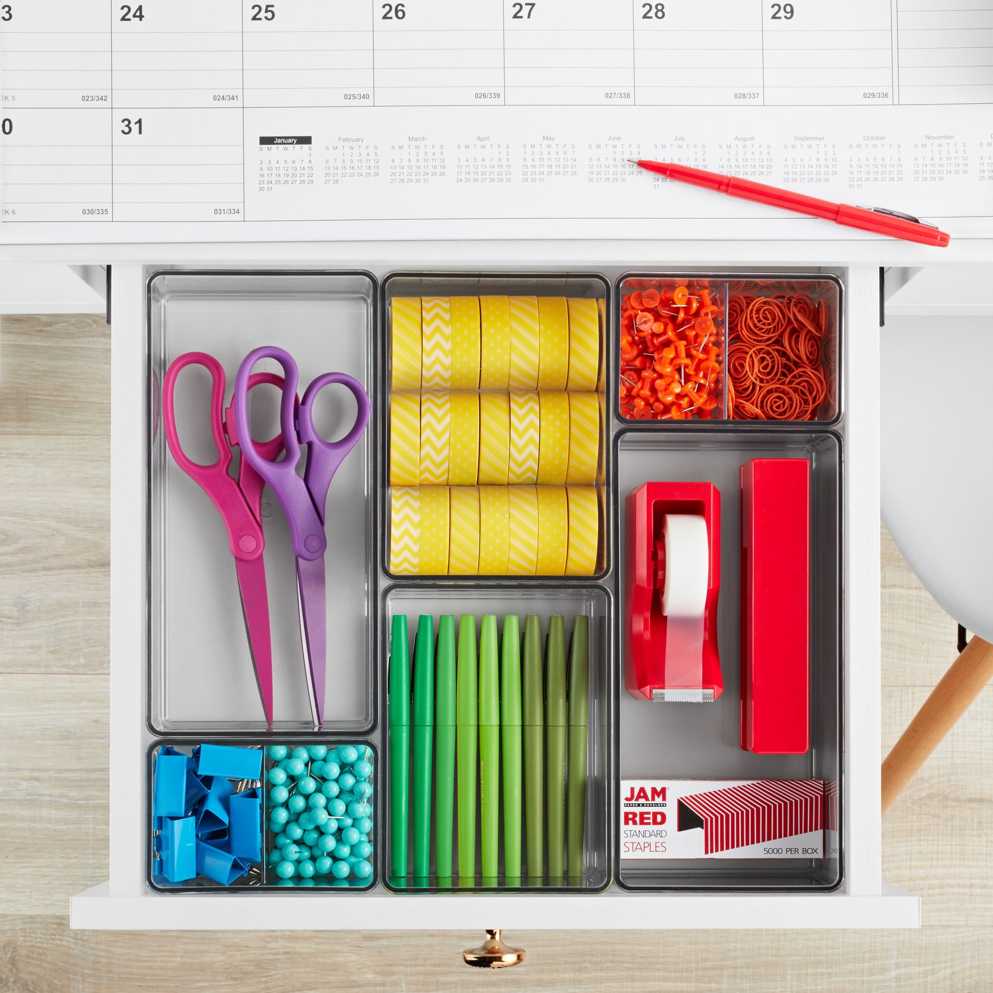 The Home Edit 6-Piece Clear Office Drawer Organizer Set for Ultimate Desk Organization