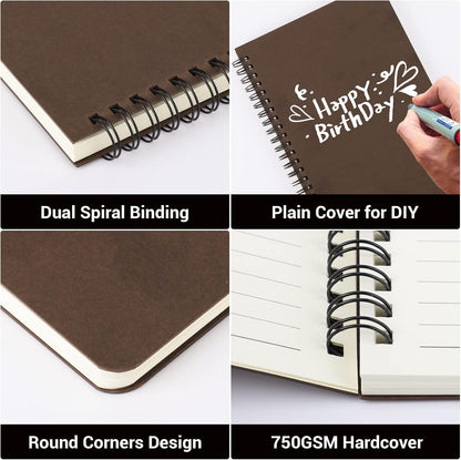 Premium A5 Hardcover Spiral Notebook with 160 College Ruled Pages - Ideal for School and Professional Use