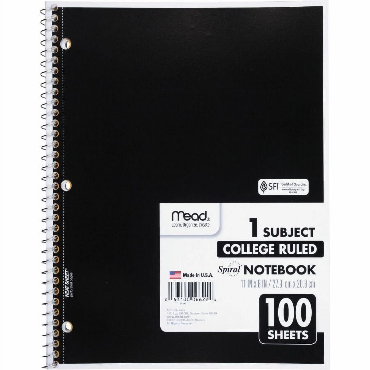 MEA06622BD One-Subject Spiral Notebook - 12 Pack of Durable, Perforated College-Ruled Notebooks