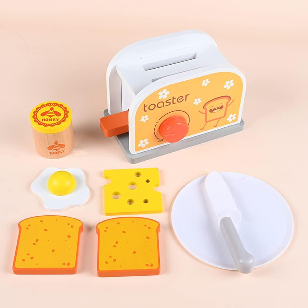 Engaging Wooden Pop-Up Toaster Play Set - Perfect Pretend Kitchen Accessory for Toddlers Aged 3 and Up