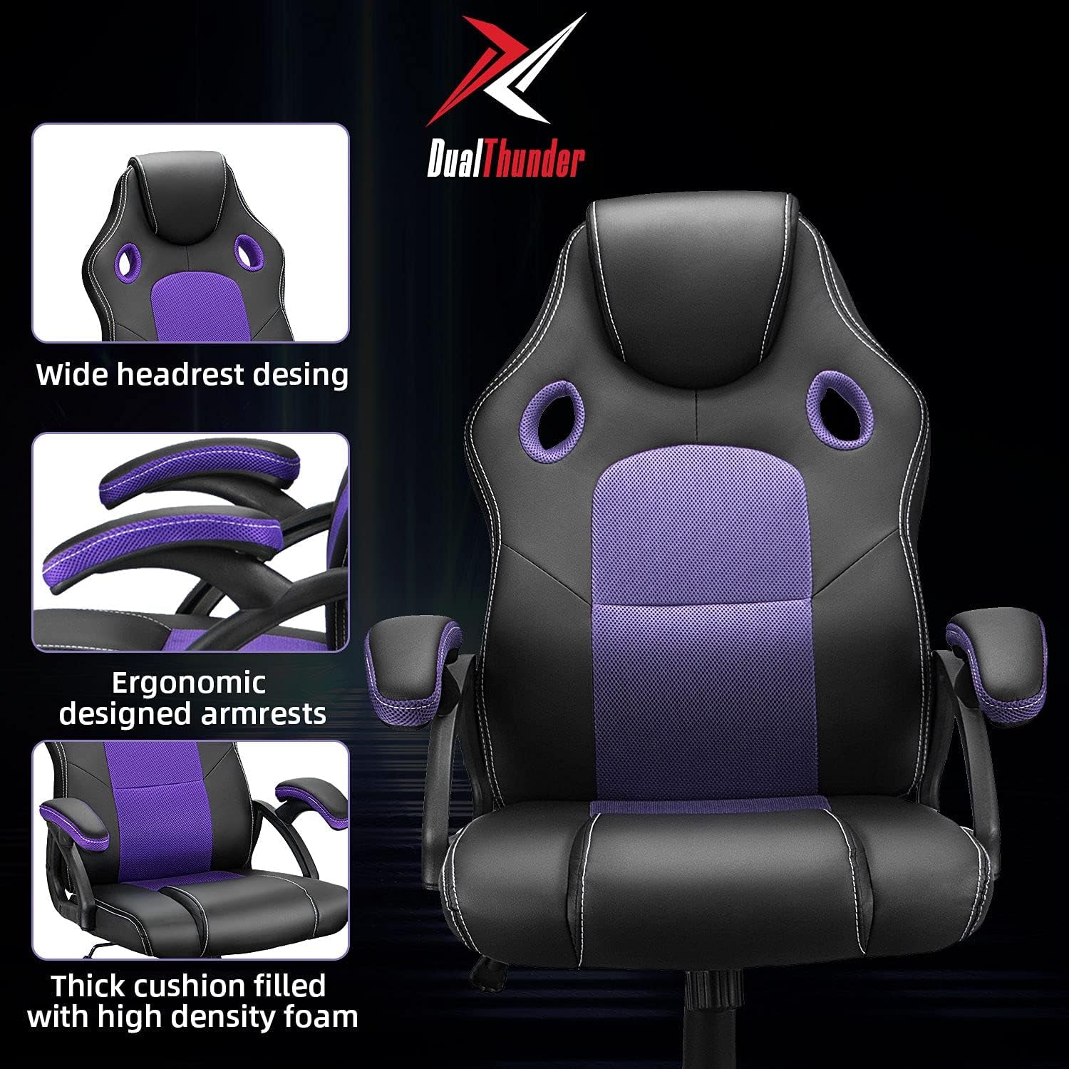 Ergonomic Purple Gaming Office Chair 