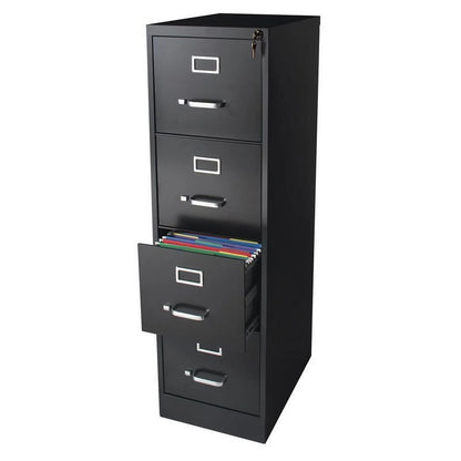 Commercial Grade 4 Drawer Letter File Cabinet in Sleek Black - Fully Assembled for Effortless Organization