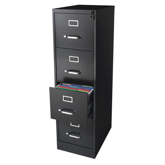 Commercial Grade 4 Drawer Letter File Cabinet in Sleek Black - Fully Assembled for Effortless Organization