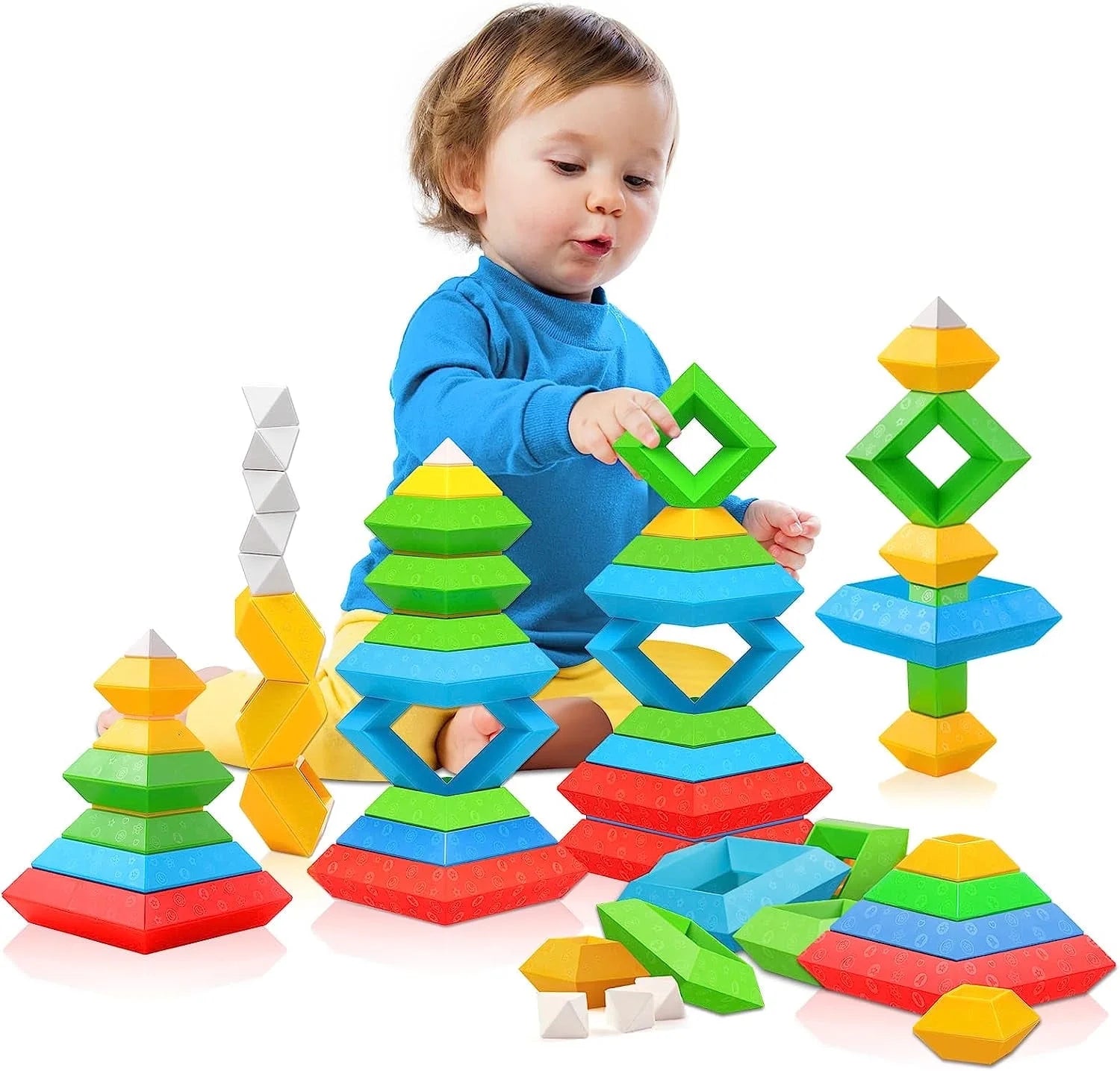 Engaging Montessori Toddler Stacking Blocks - 30-Piece Educational Toy Set for 1-3 Year Olds, Promoting Fine Motor Skills and Creative Play