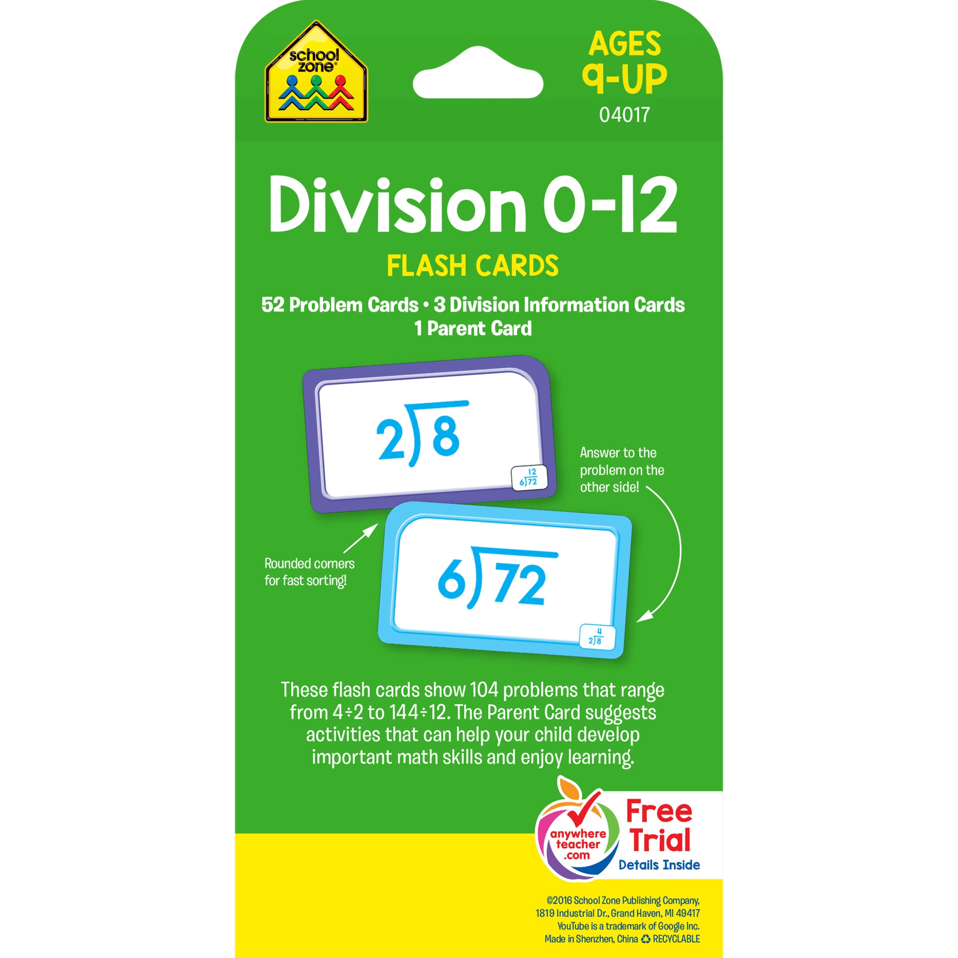 Comprehensive Division Flash Cards for Effective Learning - 1 Set