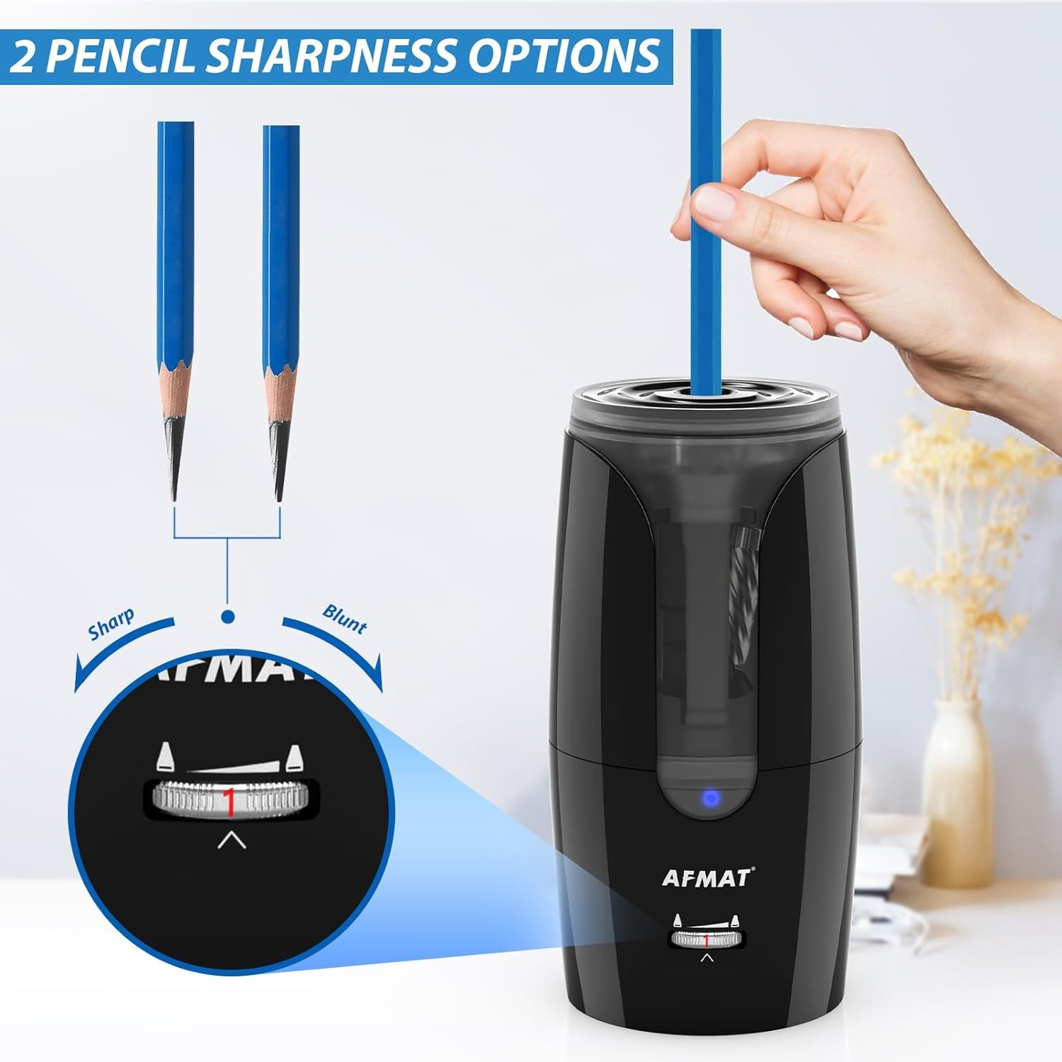 Rechargeable Long Point Pencil Sharpener for Artist, Fast Sharpen & Auto Stop, 8-17Mm Super Long Point, Electric Artist Pencil Sharpener for Φ6-12Mm Charcoal/Drawing/Sketching/Colored Pencils