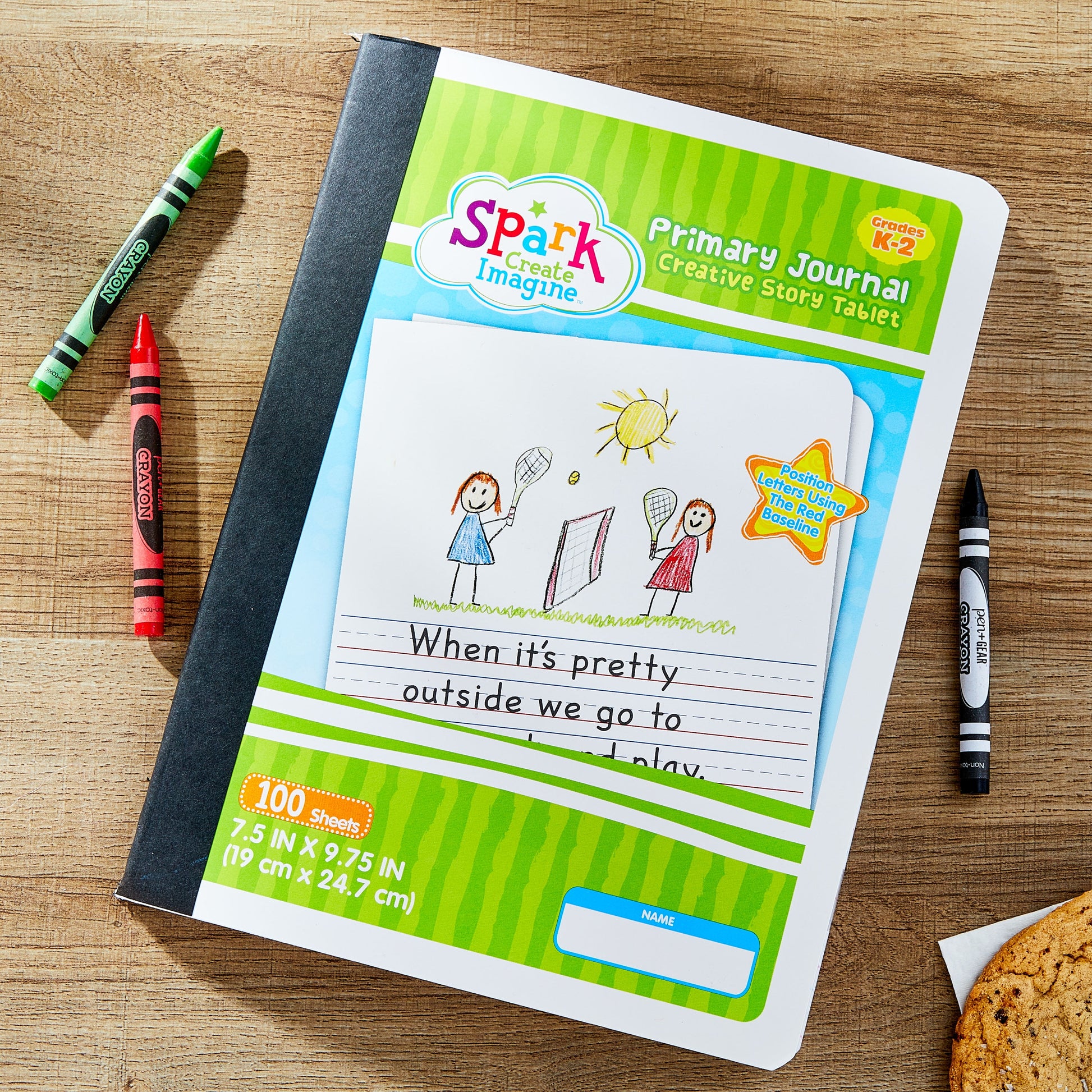 Engaging Learning Journal for Young Creators - 100 Sheets Primary Journal, 9.75 x 7.5, Half Page Ruled