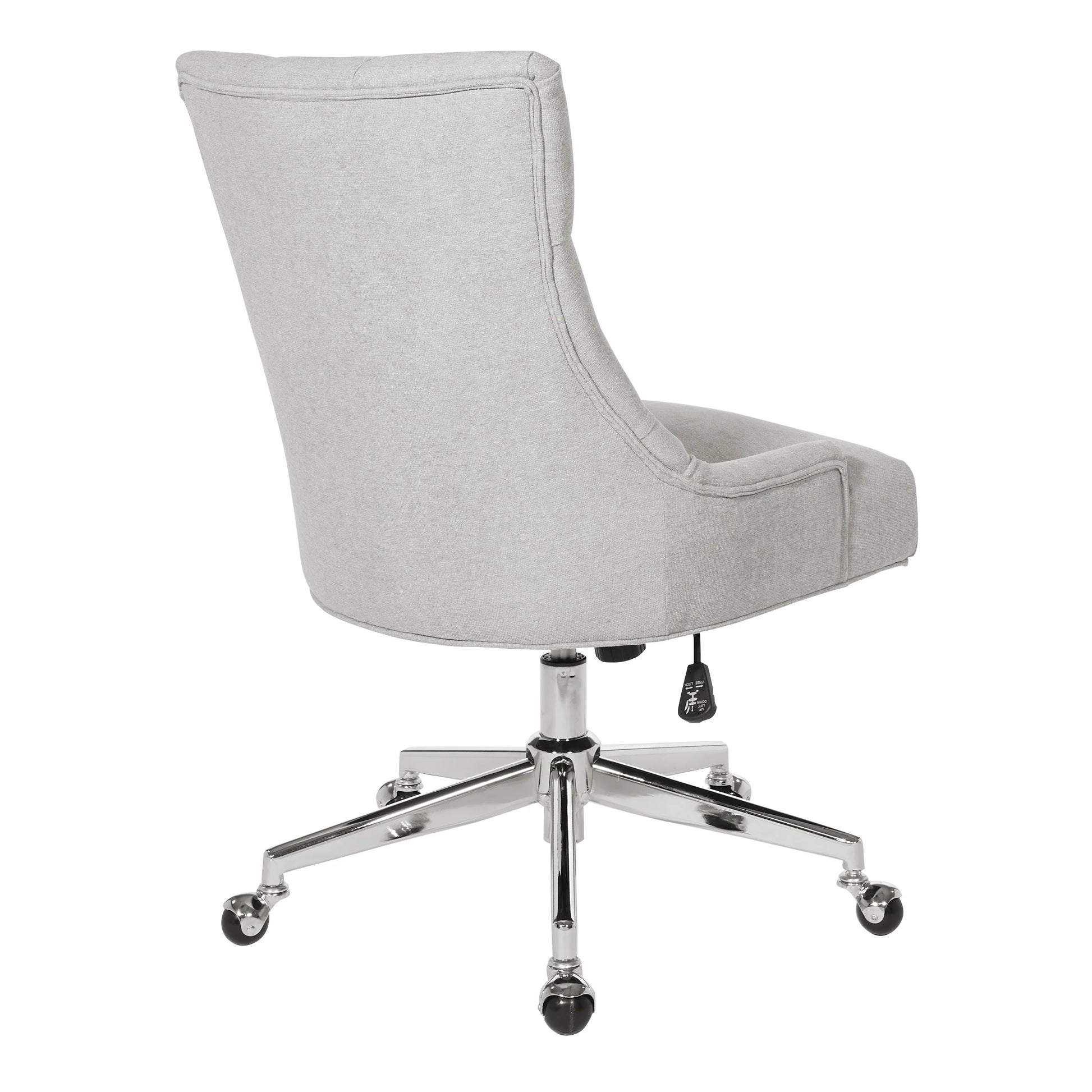 Sophisticated Amelia Office Chair in Fog Gray Fabric with Chrome Base for Ultimate Comfort and Style