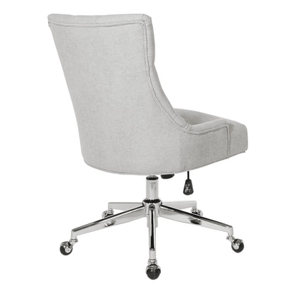 Sophisticated Amelia Office Chair in Fog Gray Fabric with Chrome Base for Ultimate Comfort and Style